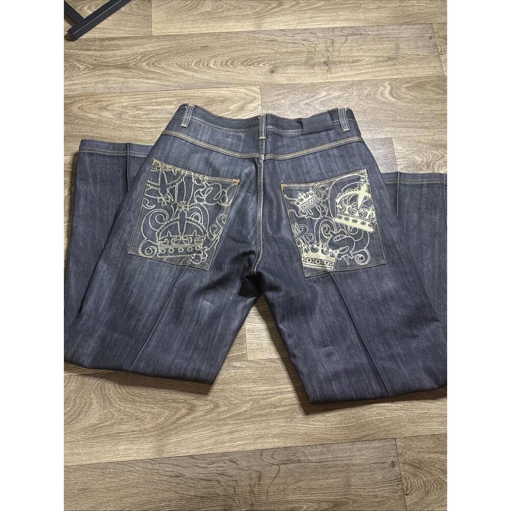 Y2K Baggy Regal Jeans Authentic Denim Men's Rainbow Stitching 36x32 JNCO Style